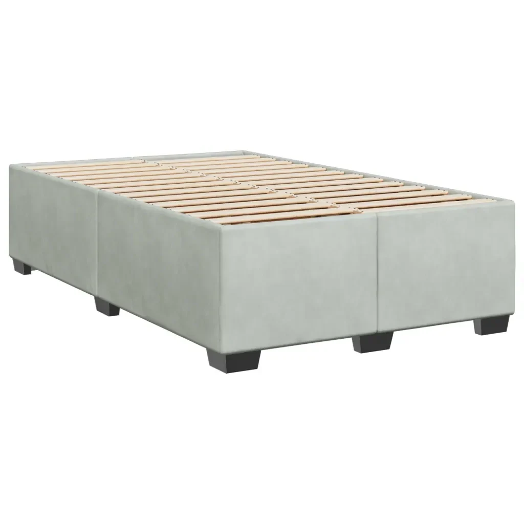 Letto matrimoniale | Letto per adulti | Giroletto senza Materasso Grigio Chiaro 120x190 cm Velluto - Image 4