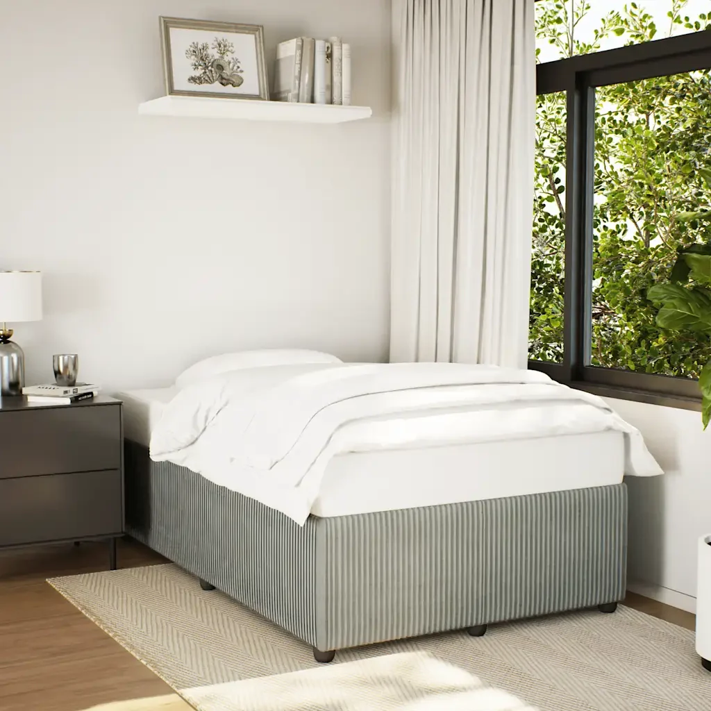 Letto matrimoniale | Letto per adulti | Giroletto senza Materasso Grigio Chiaro 120x190 cm Velluto - Image 2