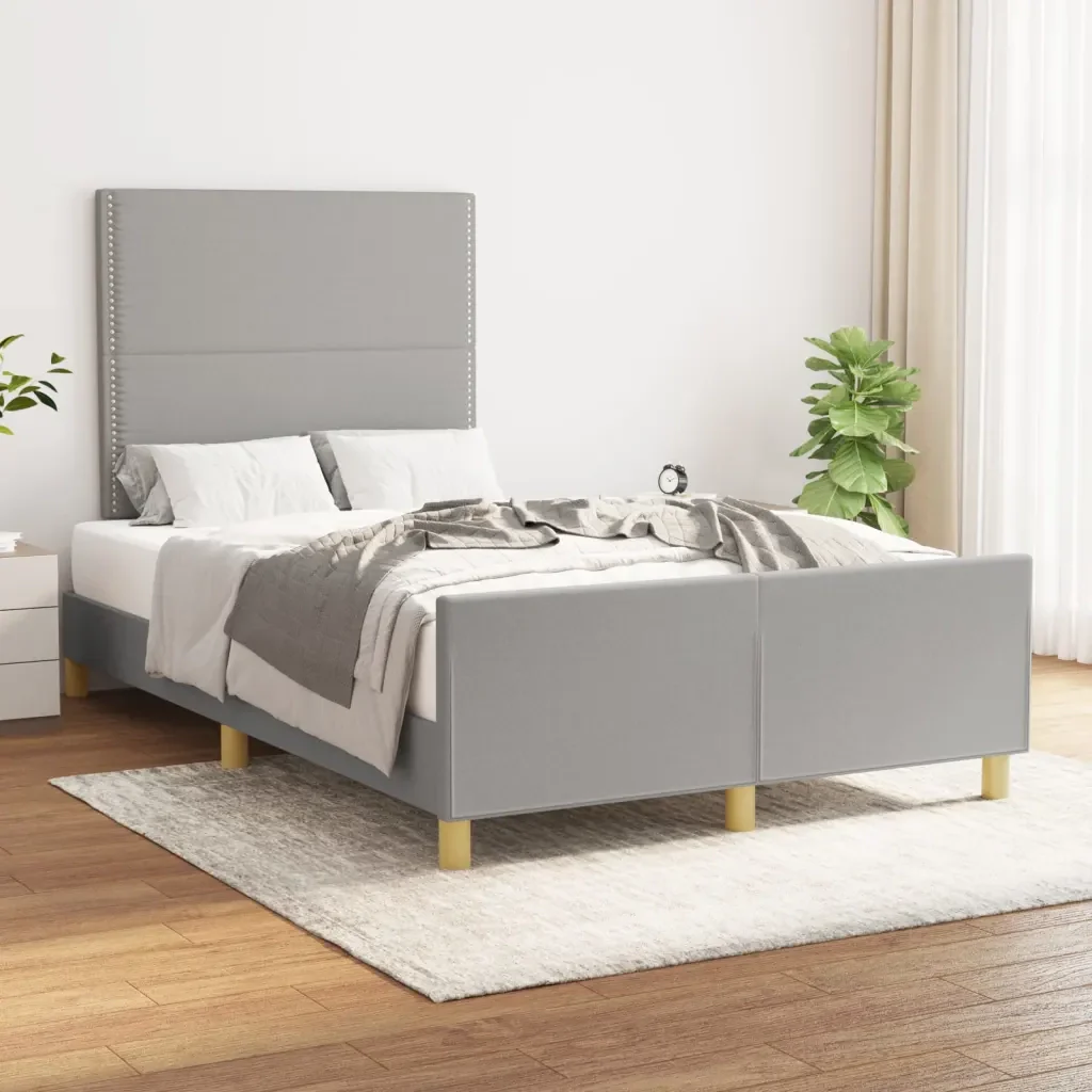 Letto matrimoniale | Letto per adulti | Giroletto senza Materasso Grigio Chiaro 120x200 cm Tessuto - Image 2