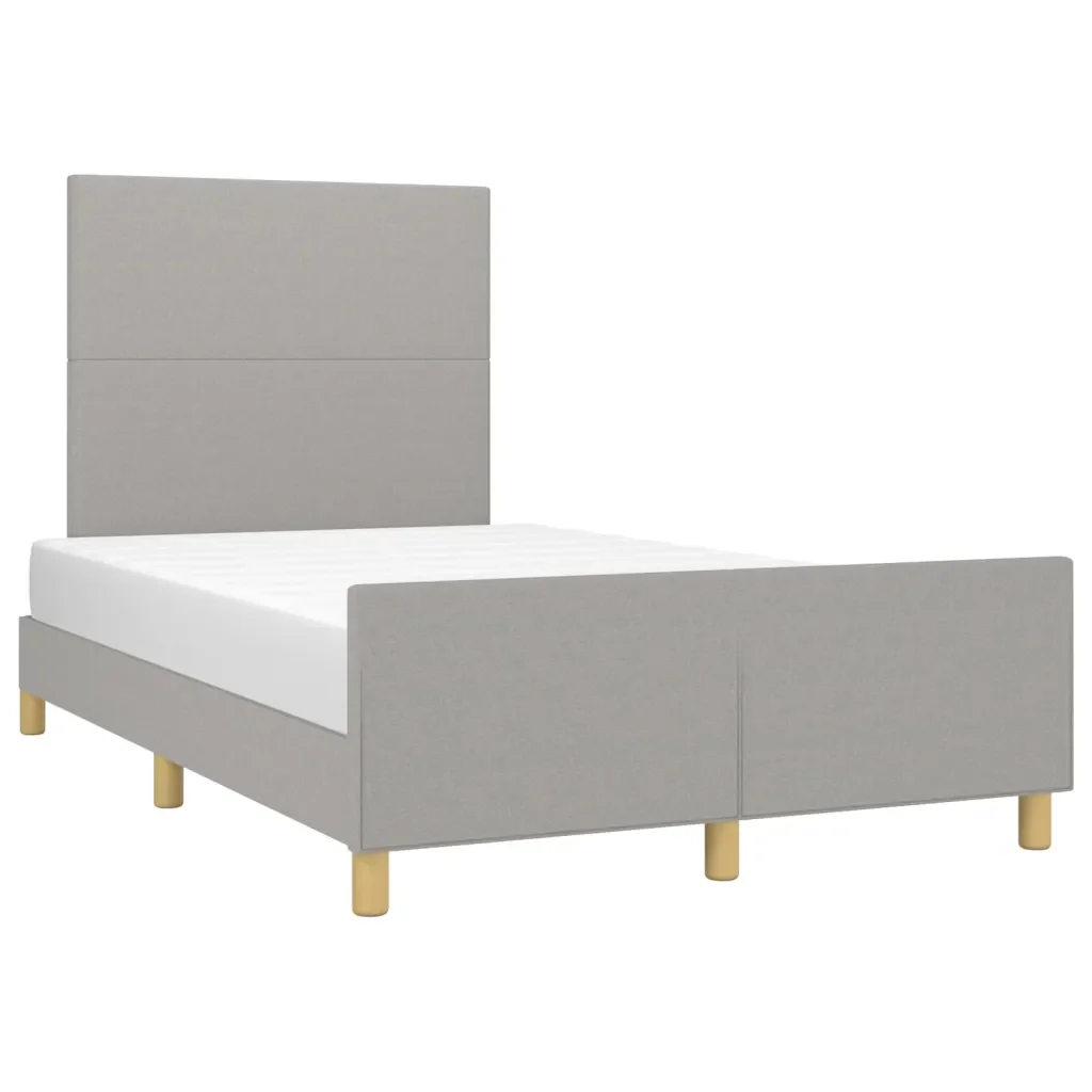 Letto matrimoniale | Letto per adulti | Giroletto senza Materasso Grigio Chiaro 120x200 cm Tessuto - Image 3