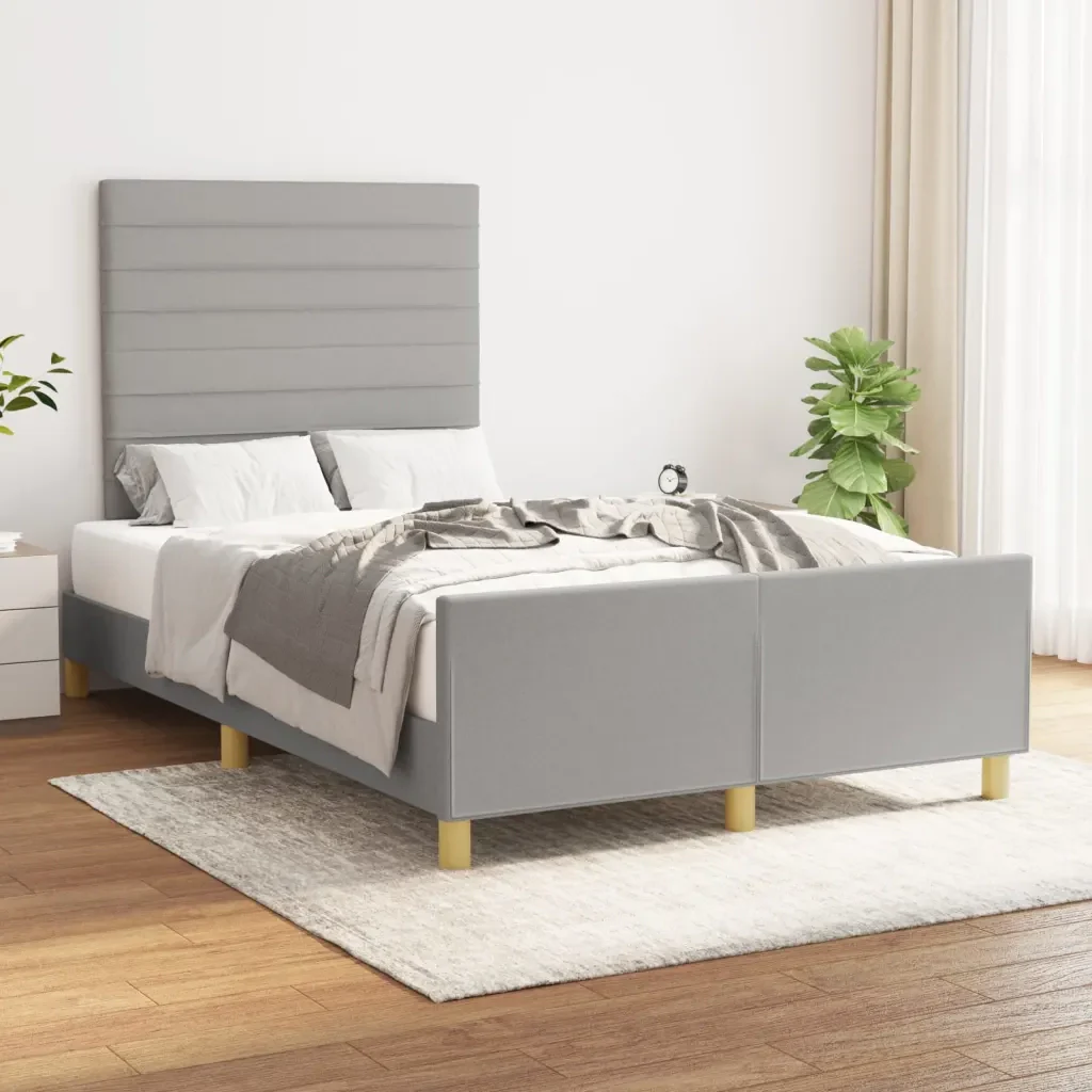 Letto matrimoniale | Letto per adulti | Giroletto senza Materasso Grigio Chiaro 120x200 cm Tessuto - Image 2