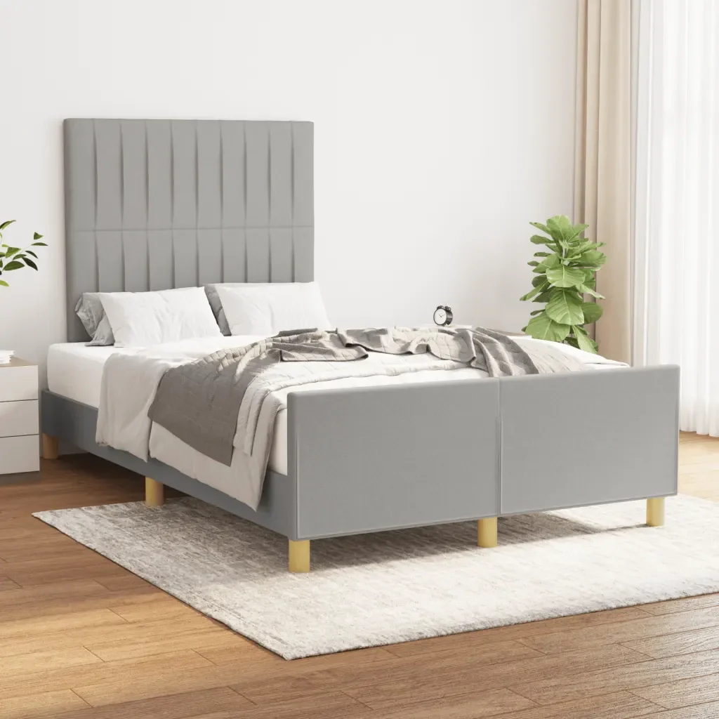 Letto matrimoniale | Letto per adulti | Giroletto senza Materasso Grigio Chiaro 120x200 cm Tessuto - Image 2
