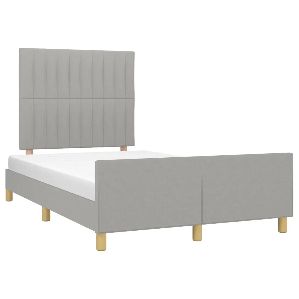 Letto matrimoniale | Letto per adulti | Giroletto senza Materasso Grigio Chiaro 120x200 cm Tessuto - Image 4