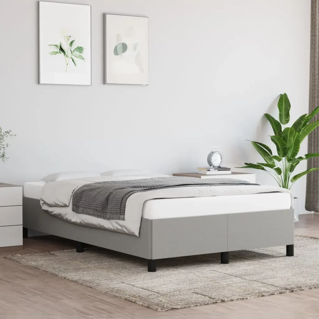 Letto matrimoniale | Letto per adulti | Giroletto senza Materasso Grigio Chiaro 120x200 cm Tessuto - Image 2