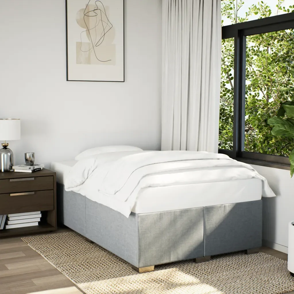 Letto matrimoniale | Letto per adulti | Giroletto senza Materasso Grigio Chiaro 120x200 cm Tessuto - Image 2