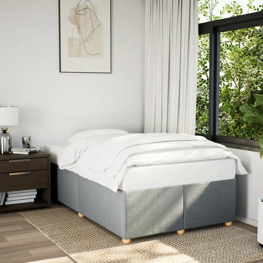 Letto matrimoniale | Letto per adulti | Giroletto senza Materasso Grigio Chiaro 120x200 cm Tessuto - Image 2