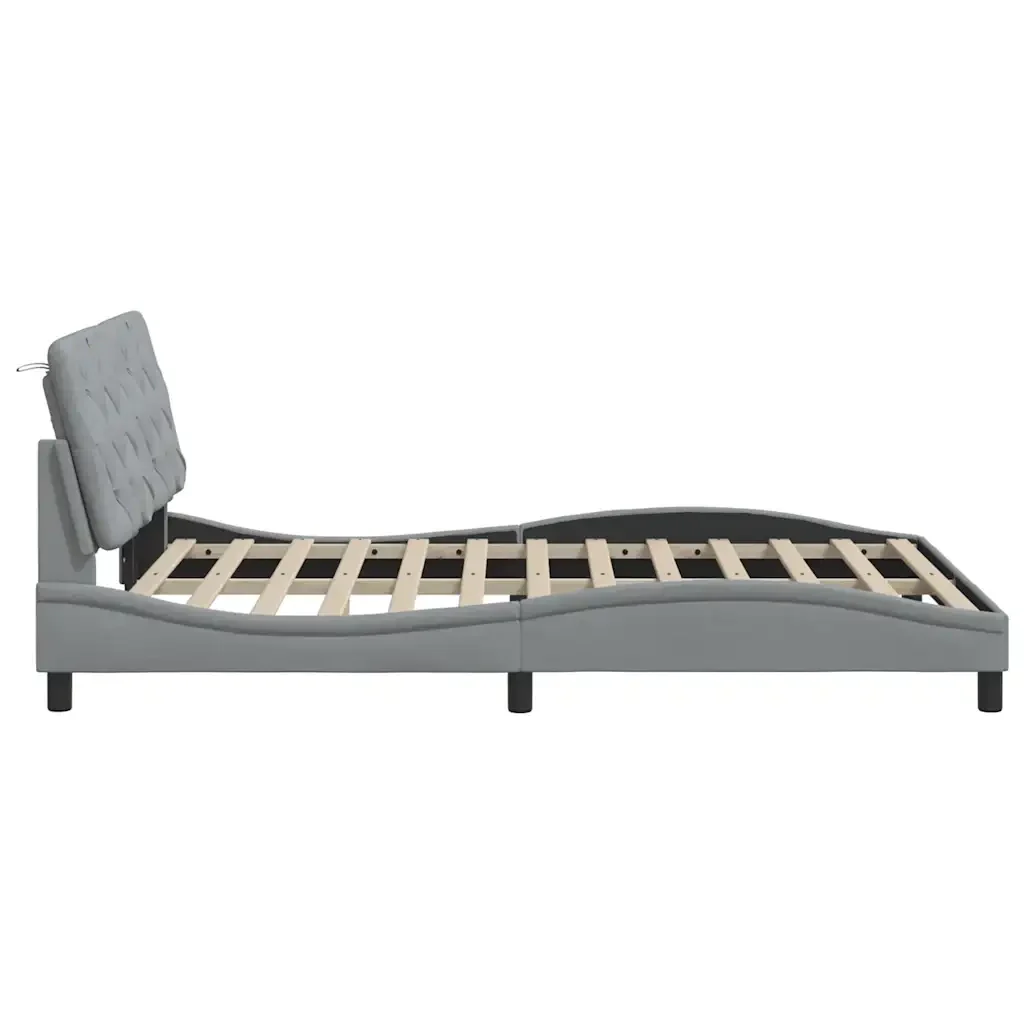 Letto matrimoniale | Letto per adulti | Giroletto senza Materasso Grigio Chiaro 120x200 cm Tessuto - Image 8