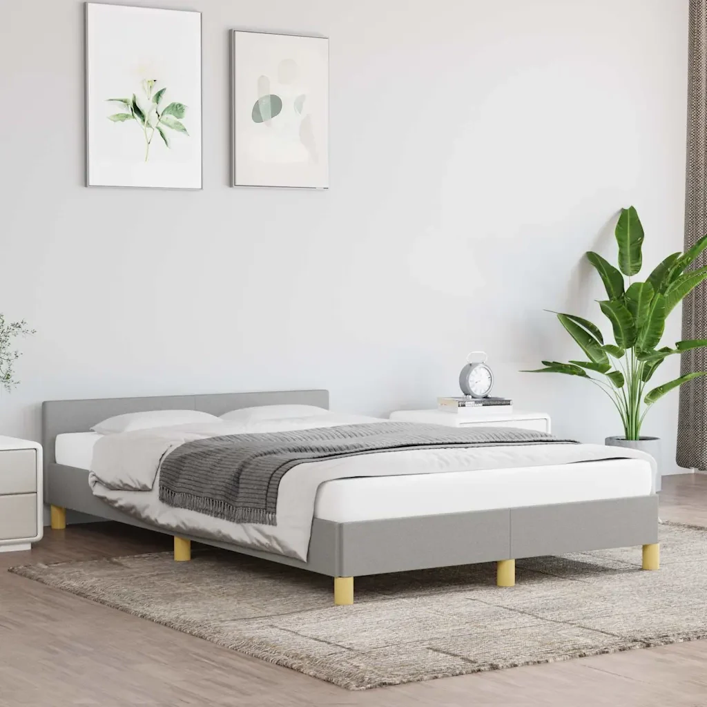 Letto matrimoniale | Letto per adulti | Giroletto senza Materasso Grigio Chiaro 120x200 cm Tessuto - Image 2