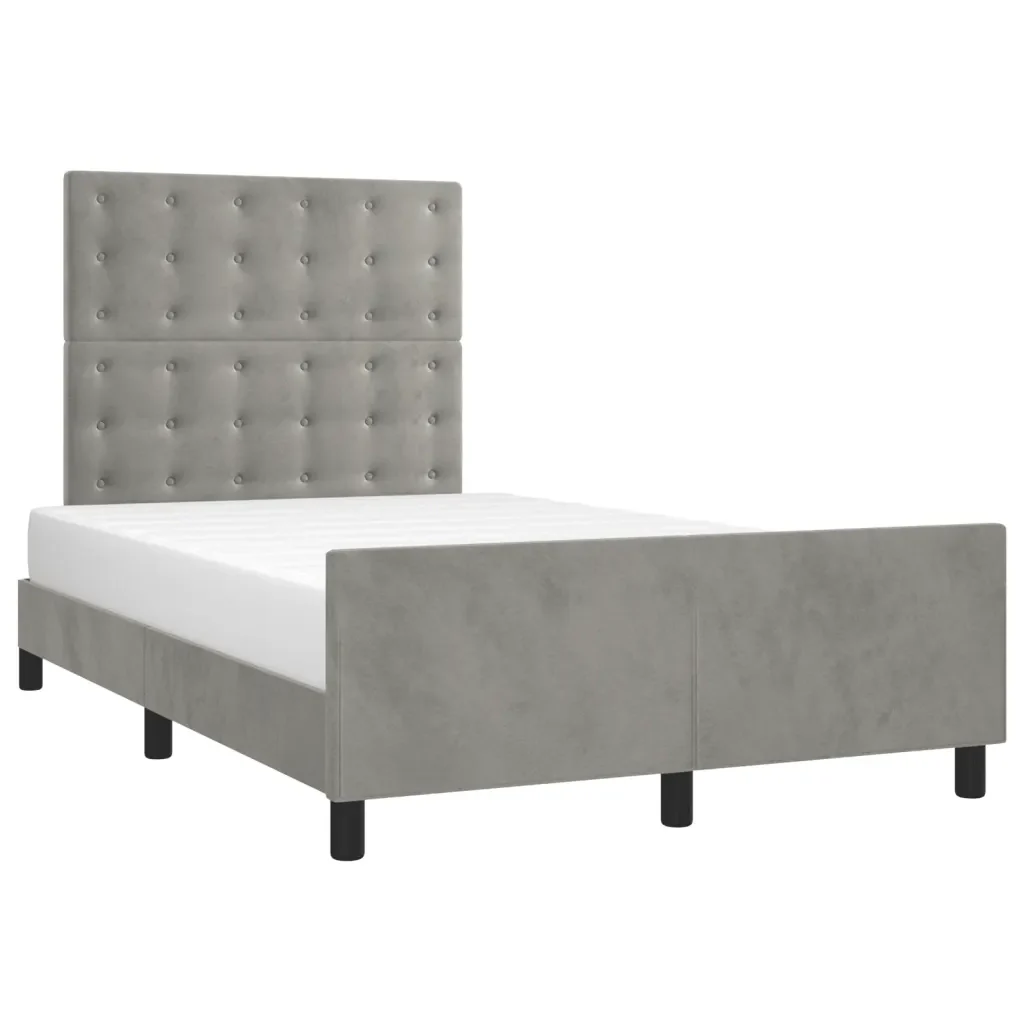 Letto matrimoniale | Letto per adulti | Giroletto senza Materasso Grigio Chiaro 120x200 cm Velluto - Image 3