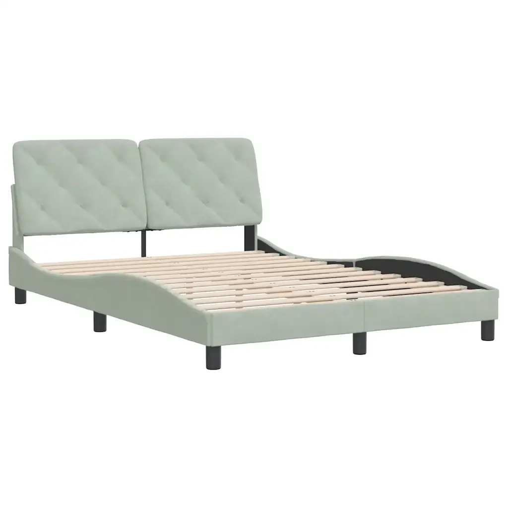 Letto matrimoniale | Letto per adulti | Giroletto senza Materasso Grigio Chiaro 120x200 cm Velluto - Image 4