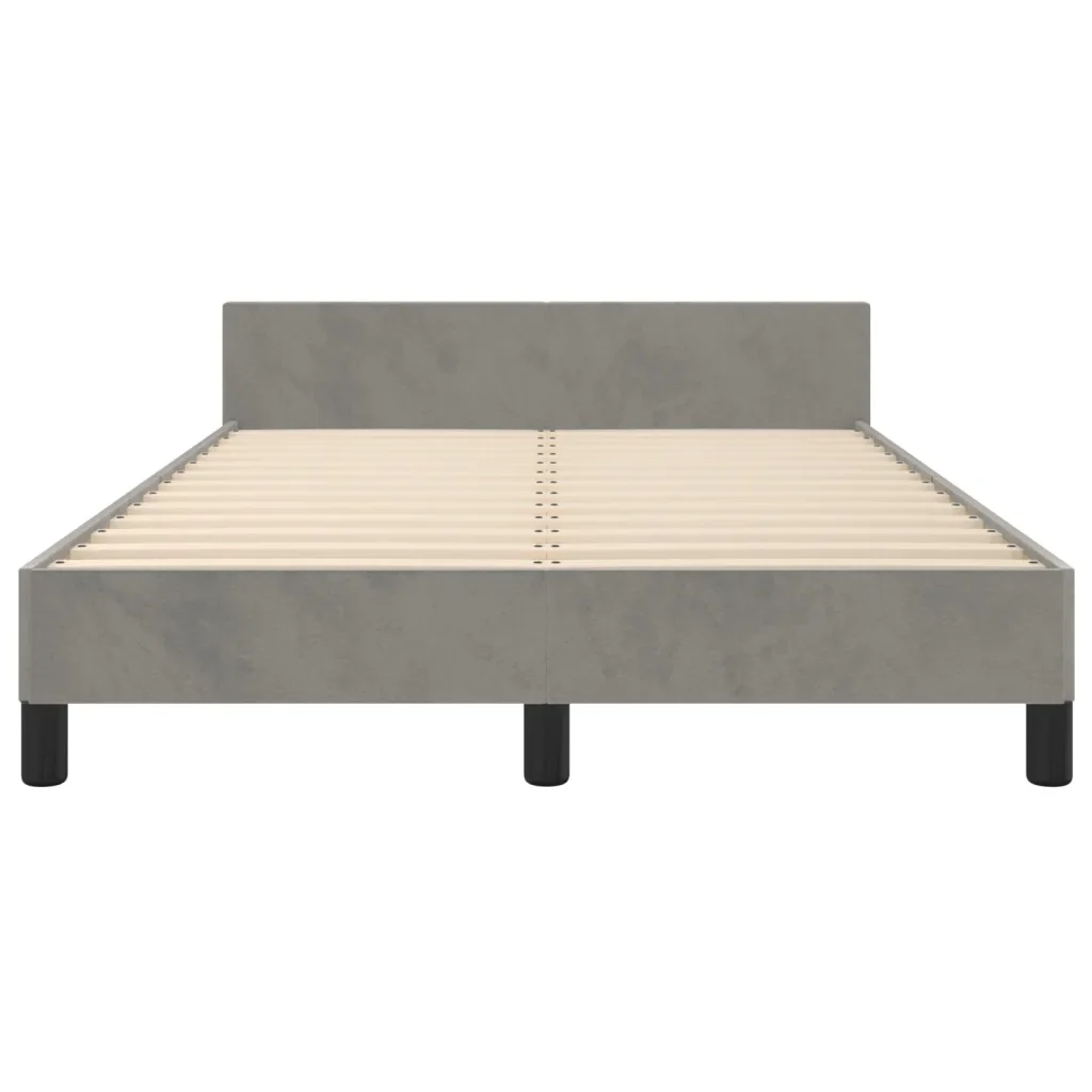 Letto matrimoniale | Letto per adulti | Giroletto senza Materasso Grigio Chiaro 120x200 cm Velluto - Image 6