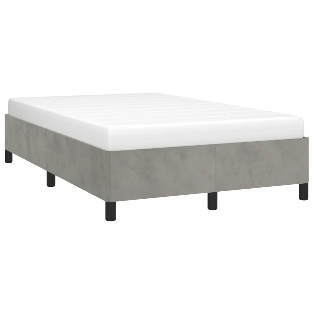 Letto matrimoniale | Letto per adulti | Giroletto senza Materasso Grigio Chiaro 120x200 cm Velluto - Image 4