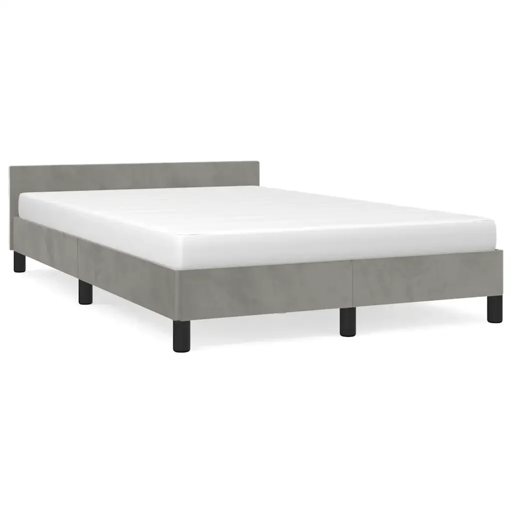 Letto matrimoniale | Letto per adulti | Giroletto senza Materasso Grigio Chiaro 120x200 cm Velluto