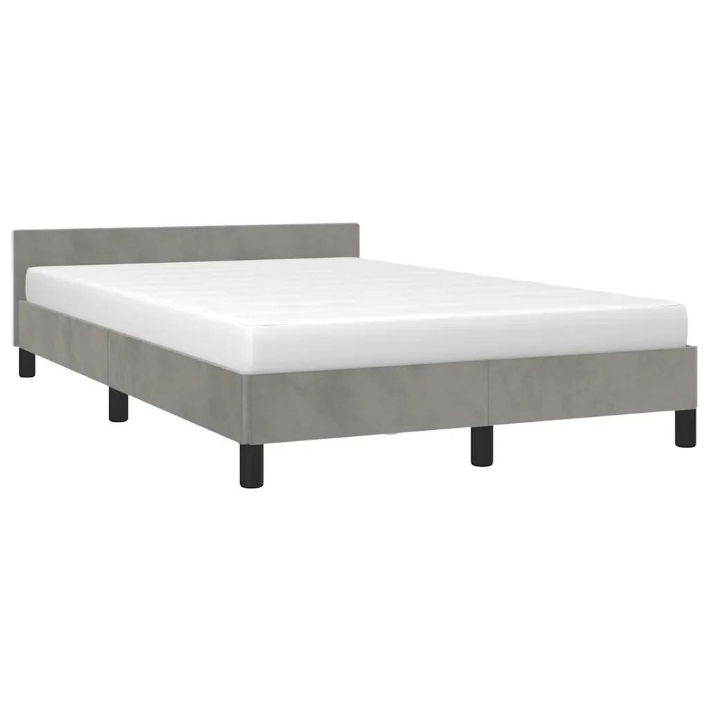 Letto matrimoniale | Letto per adulti | Giroletto senza Materasso Grigio Chiaro 120x200 cm Velluto - Image 4