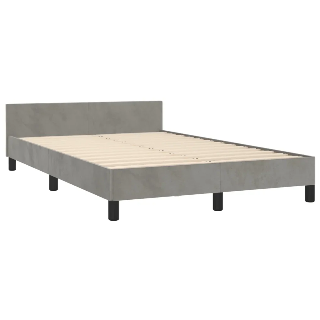 Letto matrimoniale | Letto per adulti | Giroletto senza Materasso Grigio Chiaro 120x200 cm Velluto - Image 5