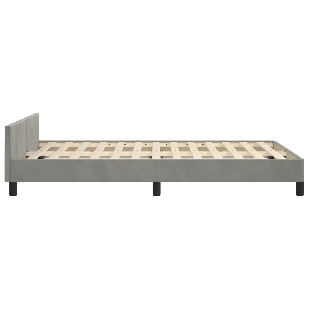 Letto matrimoniale | Letto per adulti | Giroletto senza Materasso Grigio Chiaro 120x200 cm Velluto - Image 7