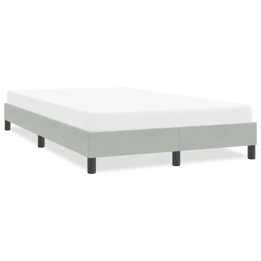 Letto matrimoniale | Letto per adulti | Giroletto senza Materasso Grigio Chiaro 120x210 cm Velluto - Image 2