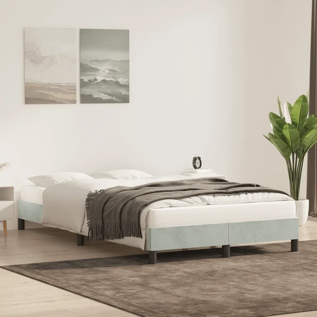 Letto matrimoniale | Letto per adulti | Giroletto senza Materasso Grigio Chiaro 120x210 cm Velluto - Image 3
