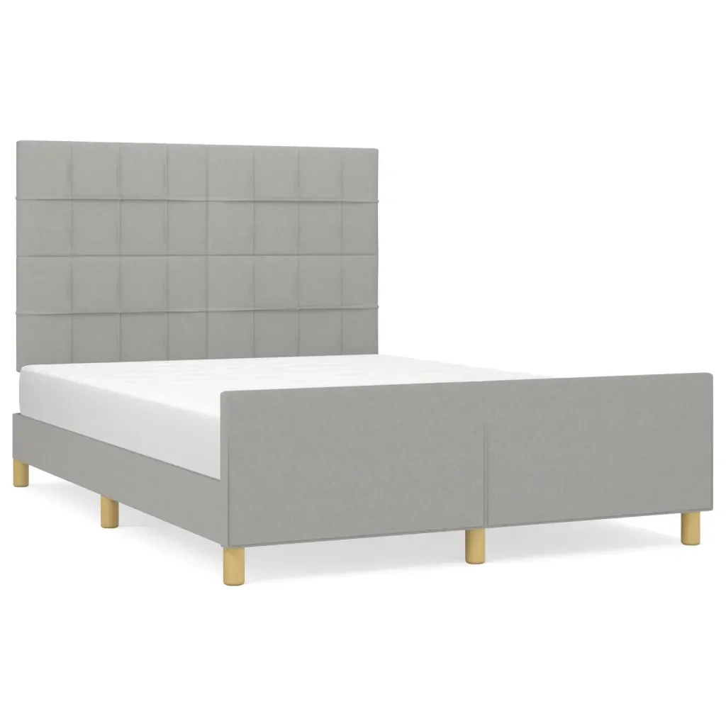 Letto matrimoniale | Letto per adulti | Giroletto senza Materasso Grigio Chiaro 140x190 cm Tessuto