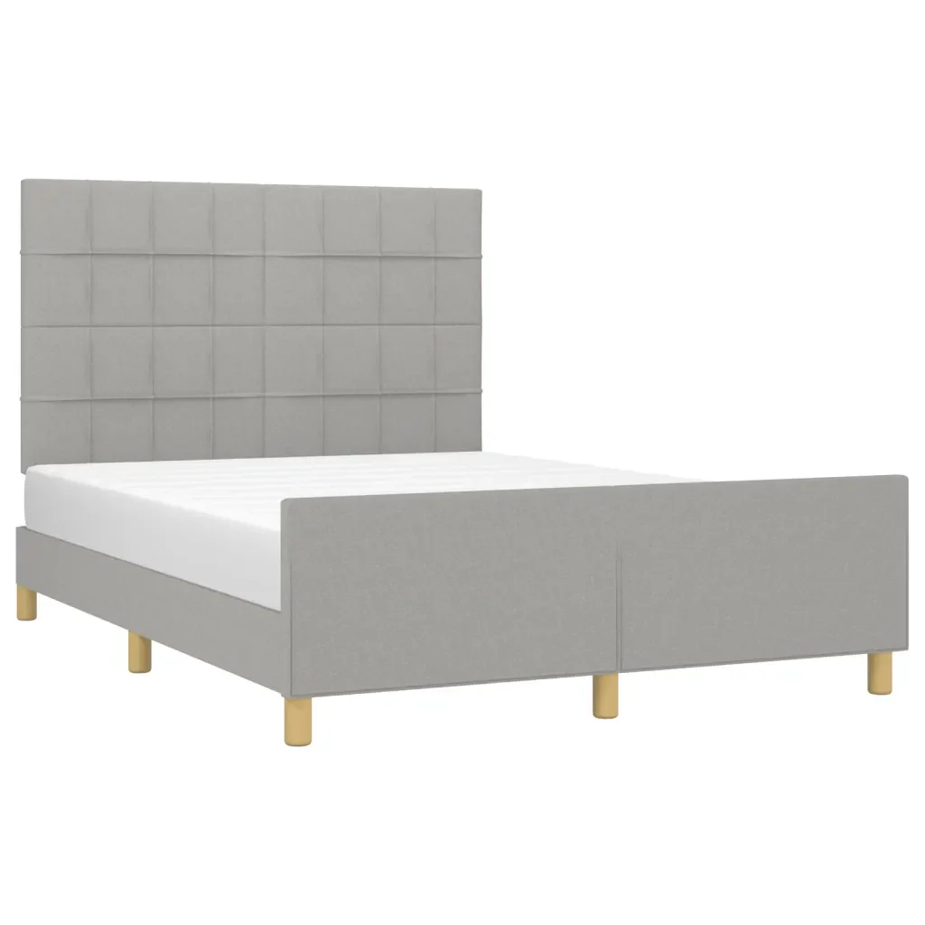 Letto matrimoniale | Letto per adulti | Giroletto senza Materasso Grigio Chiaro 140x190 cm Tessuto - Image 4