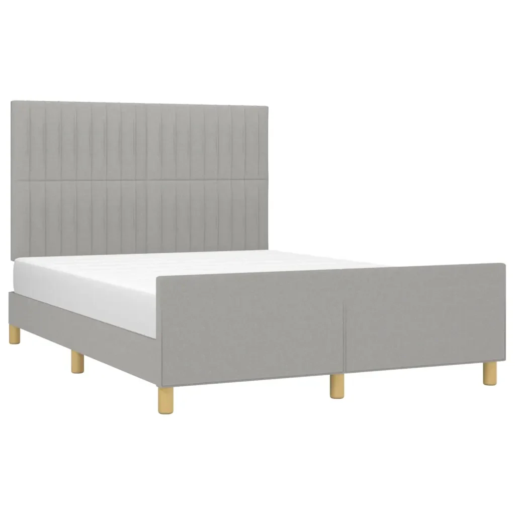 Letto matrimoniale | Letto per adulti | Giroletto senza Materasso Grigio Chiaro 140x190 cm Tessuto - Image 4