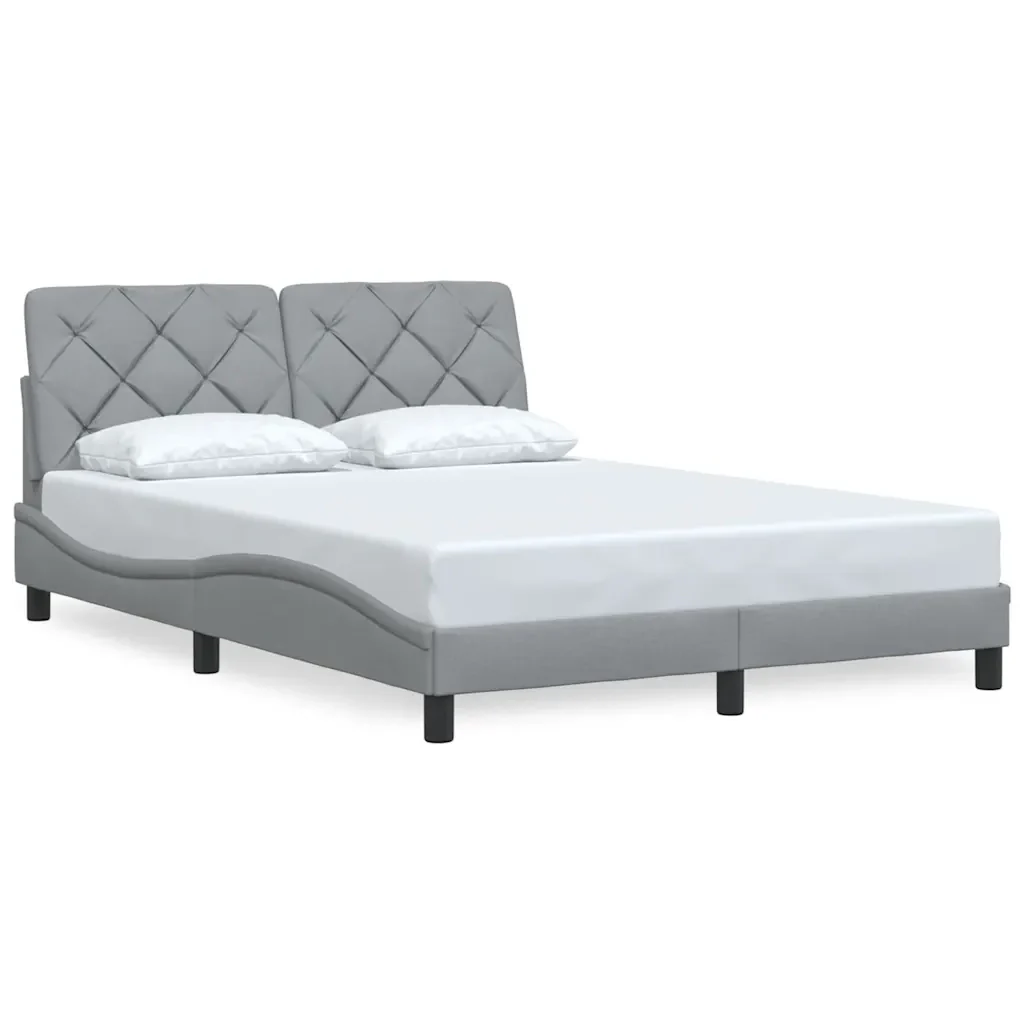 Letto matrimoniale | Letto per adulti | Giroletto senza Materasso Grigio Chiaro 140x190 cm Tessuto - Image 3