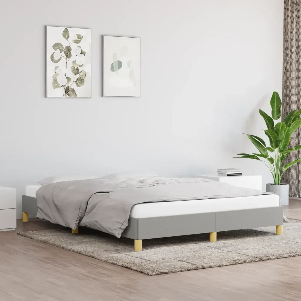 Letto matrimoniale | Letto per adulti | Giroletto senza Materasso Grigio Chiaro 140x190 cm Tessuto - Image 2