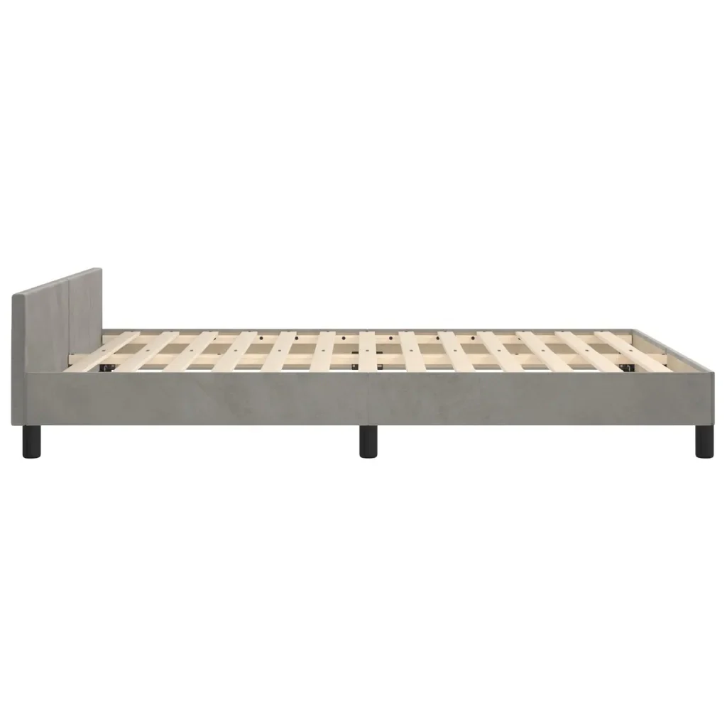 Letto matrimoniale | Letto per adulti | Giroletto senza Materasso Grigio Chiaro 140x190 cm Velluto - Image 7