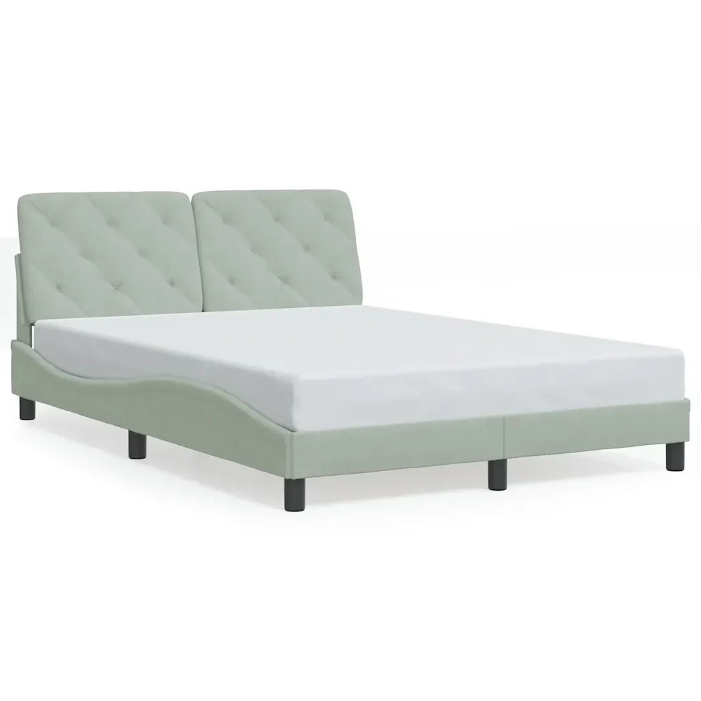 Letto matrimoniale | Letto per adulti | Giroletto senza Materasso Grigio Chiaro 140x190 cm Velluto