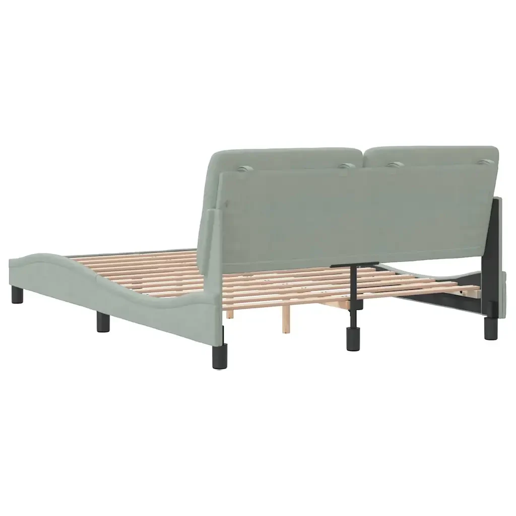 Letto matrimoniale | Letto per adulti | Giroletto senza Materasso Grigio Chiaro 140x190 cm Velluto - Image 7