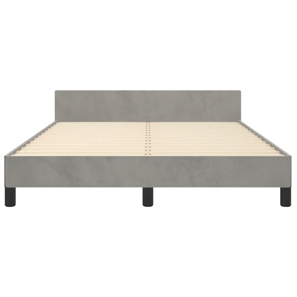 Letto matrimoniale | Letto per adulti | Giroletto senza Materasso Grigio Chiaro 140x190 cm Velluto - Image 6