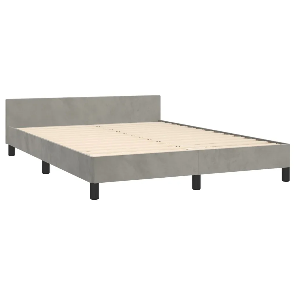 Letto matrimoniale | Letto per adulti | Giroletto senza Materasso Grigio Chiaro 140x190 cm Velluto - Image 5