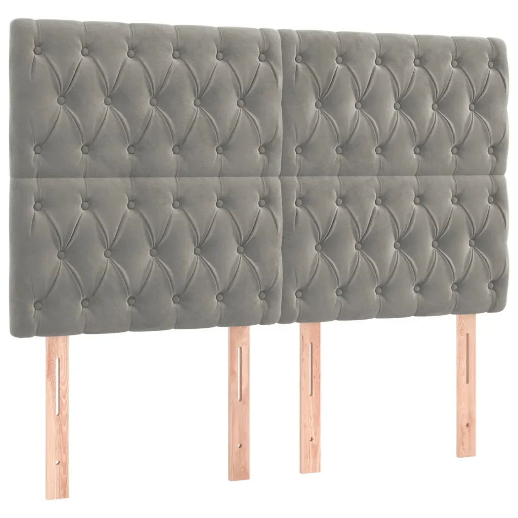 Letto matrimoniale | Letto per adulti | Giroletto senza Materasso Grigio Chiaro 140x190 cm Velluto - Image 8