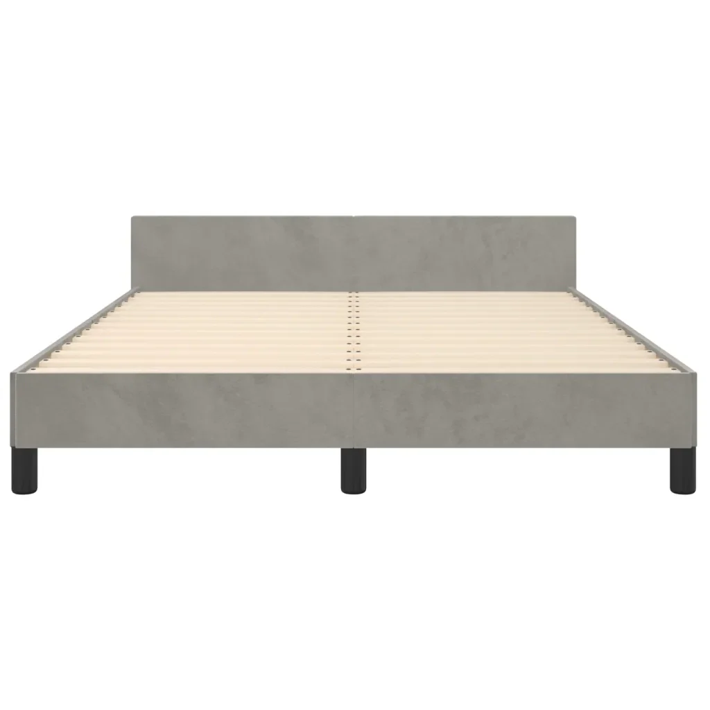 Letto matrimoniale | Letto per adulti | Giroletto senza Materasso Grigio Chiaro 140x190 cm Velluto - Image 6