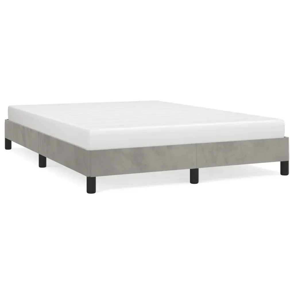 Letto matrimoniale | Letto per adulti | Giroletto senza Materasso Grigio Chiaro 140x190 cm Velluto