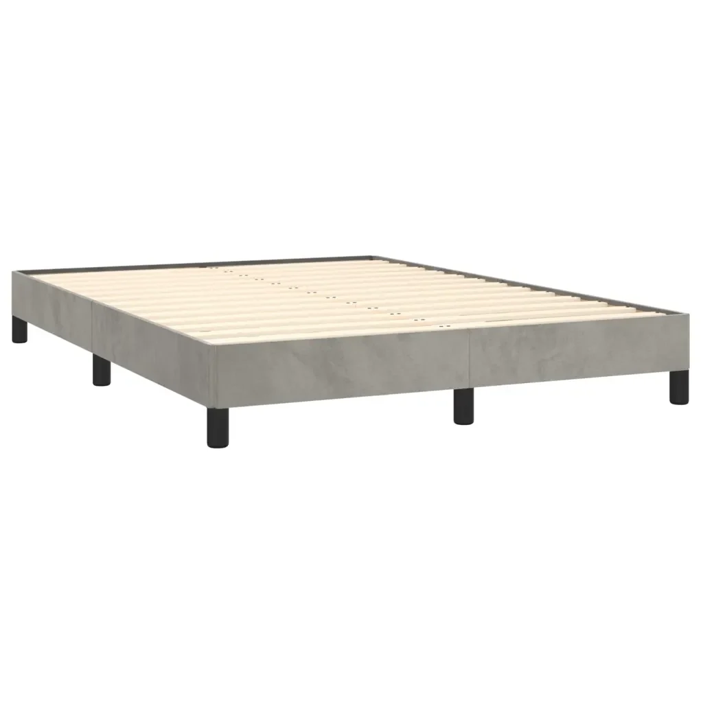 Letto matrimoniale | Letto per adulti | Giroletto senza Materasso Grigio Chiaro 140x190 cm Velluto - Image 4