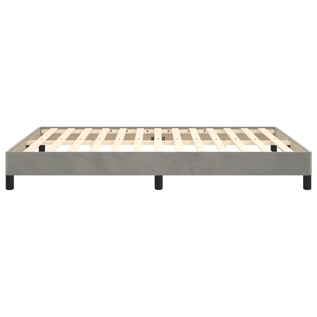 Letto matrimoniale | Letto per adulti | Giroletto senza Materasso Grigio Chiaro 140x190 cm Velluto - Image 6
