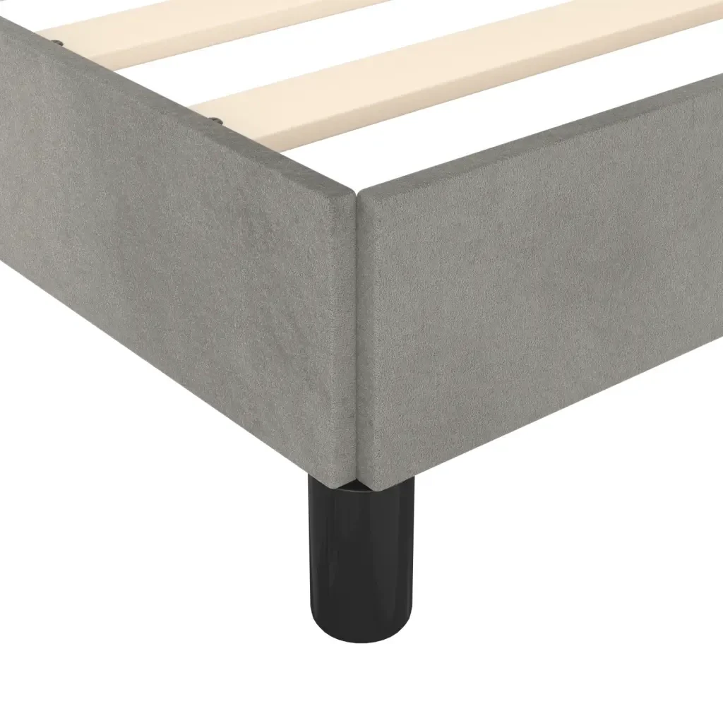 Letto matrimoniale | Letto per adulti | Giroletto senza Materasso Grigio Chiaro 140x190 cm Velluto - Image 7