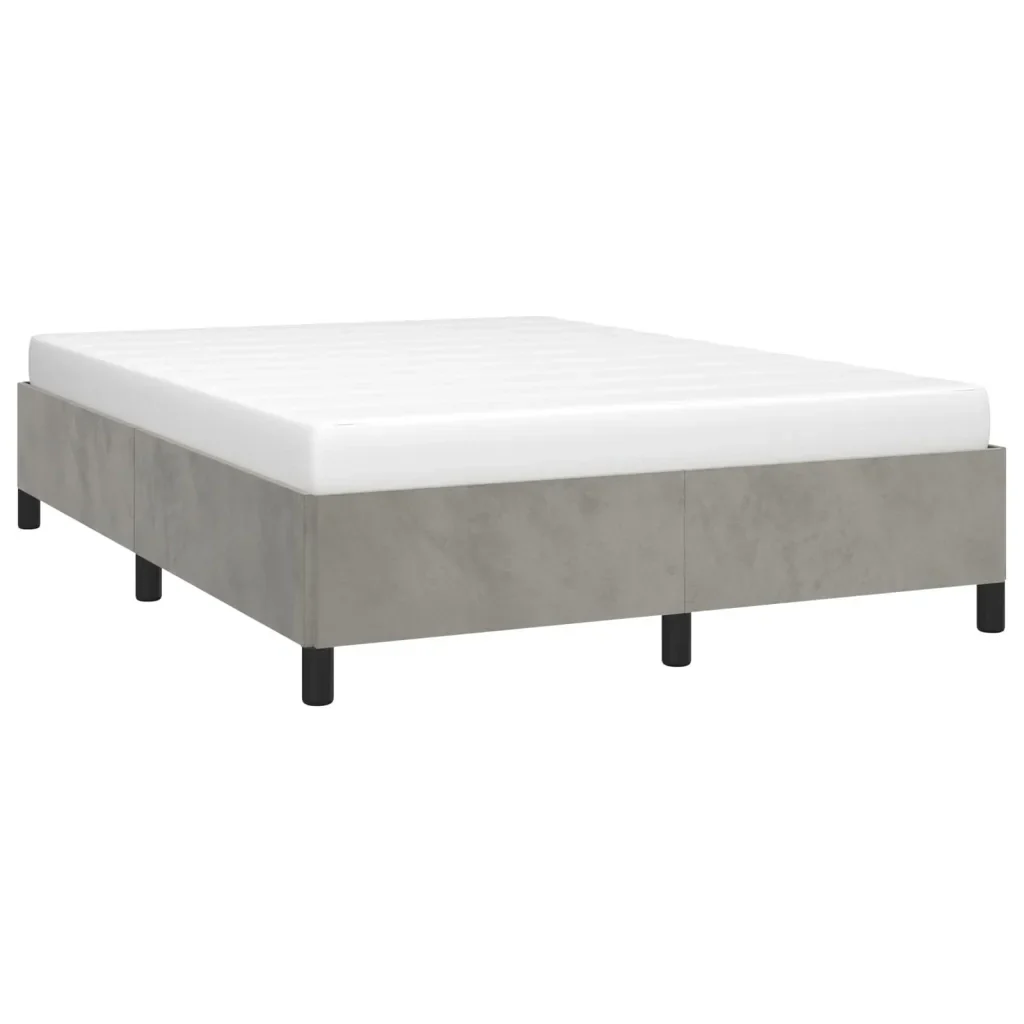Letto matrimoniale | Letto per adulti | Giroletto senza Materasso Grigio Chiaro 140x190 cm Velluto - Image 3