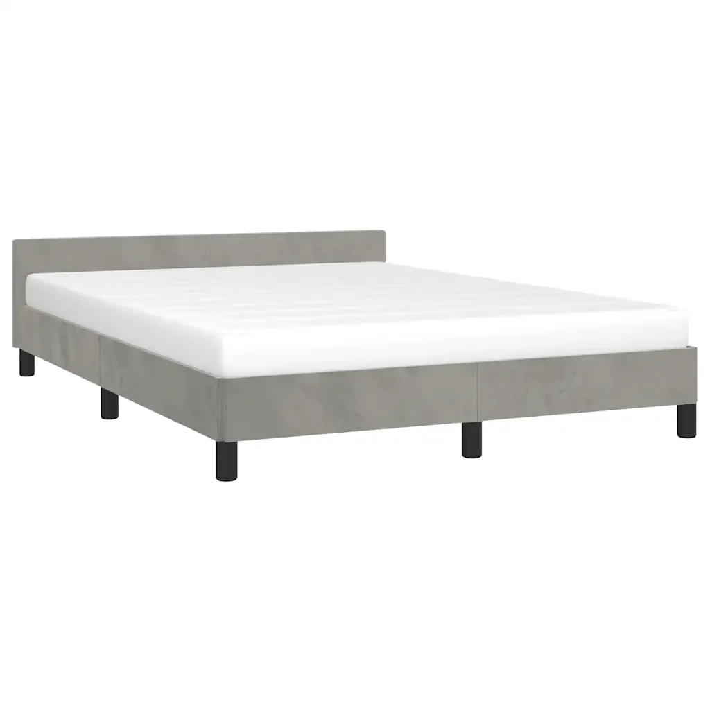 Letto matrimoniale | Letto per adulti | Giroletto senza Materasso Grigio Chiaro 140x190 cm Velluto - Image 3