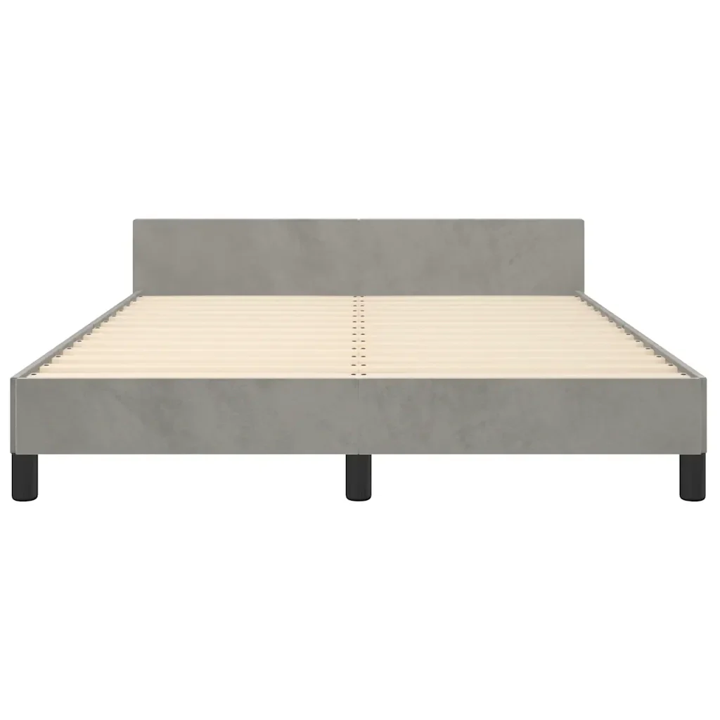 Letto matrimoniale | Letto per adulti | Giroletto senza Materasso Grigio Chiaro 140x190 cm Velluto - Image 5
