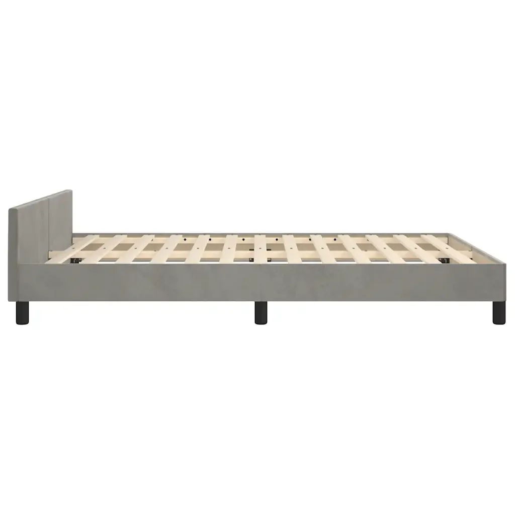 Letto matrimoniale | Letto per adulti | Giroletto senza Materasso Grigio Chiaro 140x190 cm Velluto - Image 6