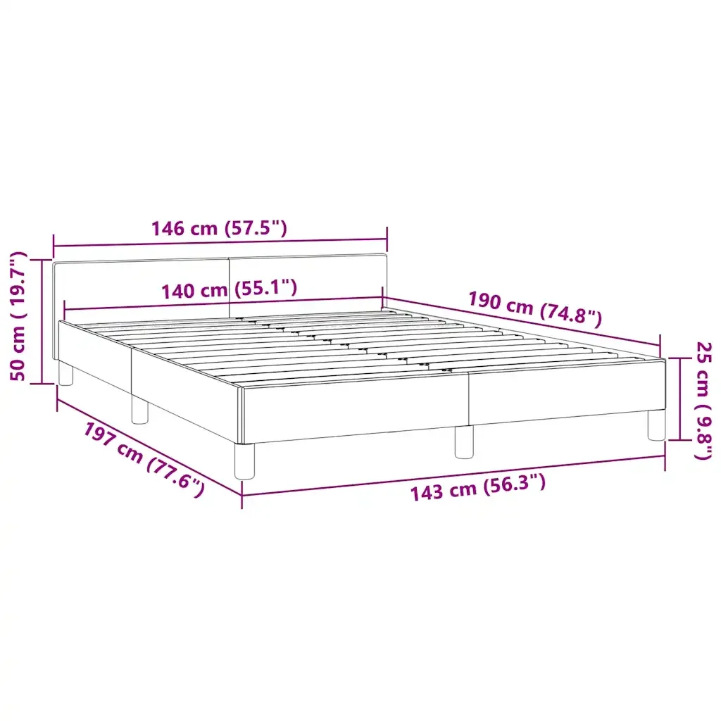 Letto matrimoniale | Letto per adulti | Giroletto senza Materasso Grigio Chiaro 140x190 cm Velluto - Image 9