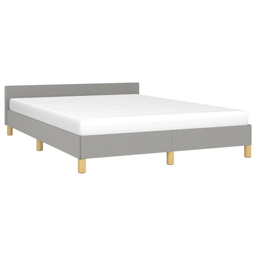 Letto matrimoniale | Letto per adulti | Giroletto senza Materasso Grigio Chiaro 140x200 cm Tessuto - Image 4