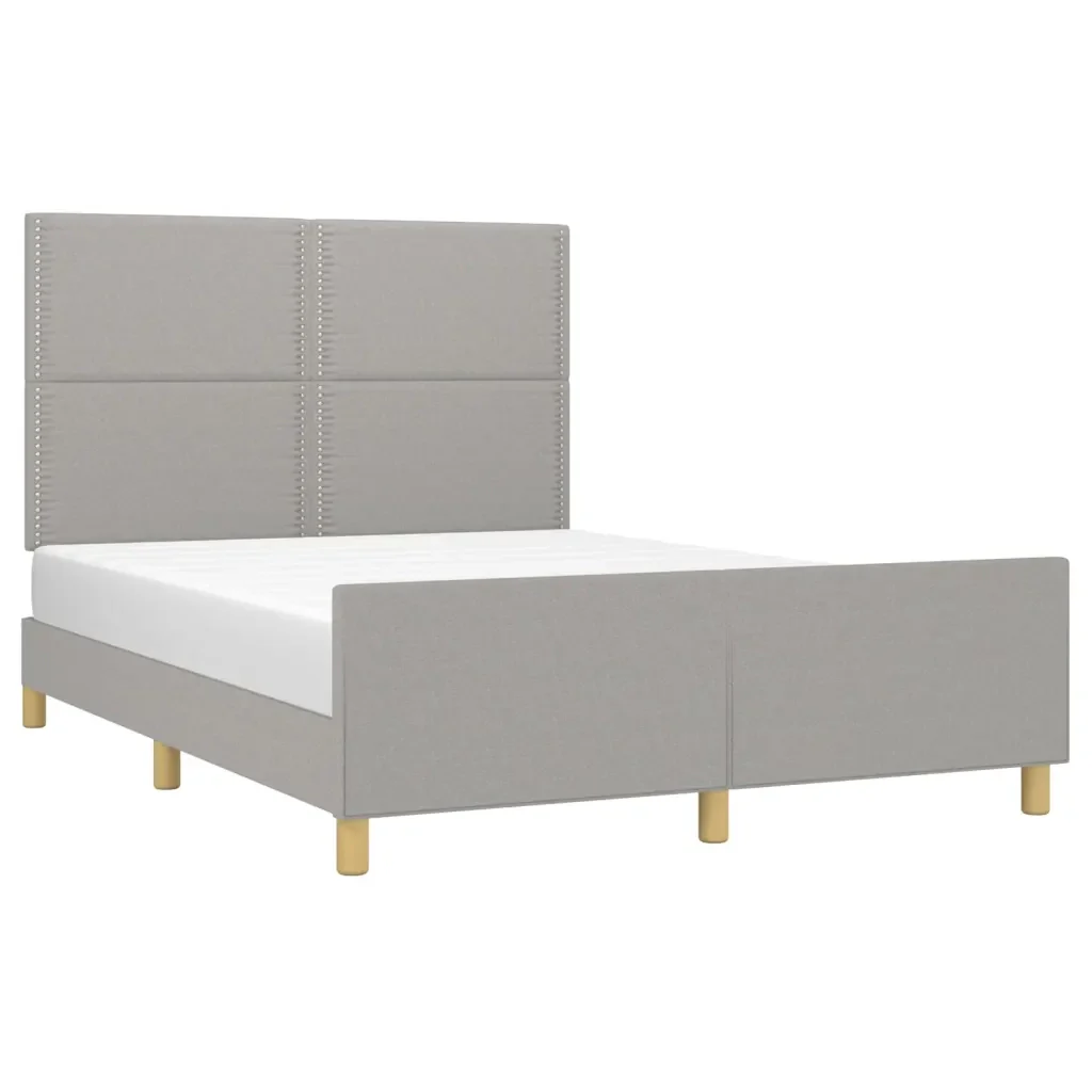 Letto matrimoniale | Letto per adulti | Giroletto senza Materasso Grigio Chiaro 140x200 cm Tessuto - Image 4