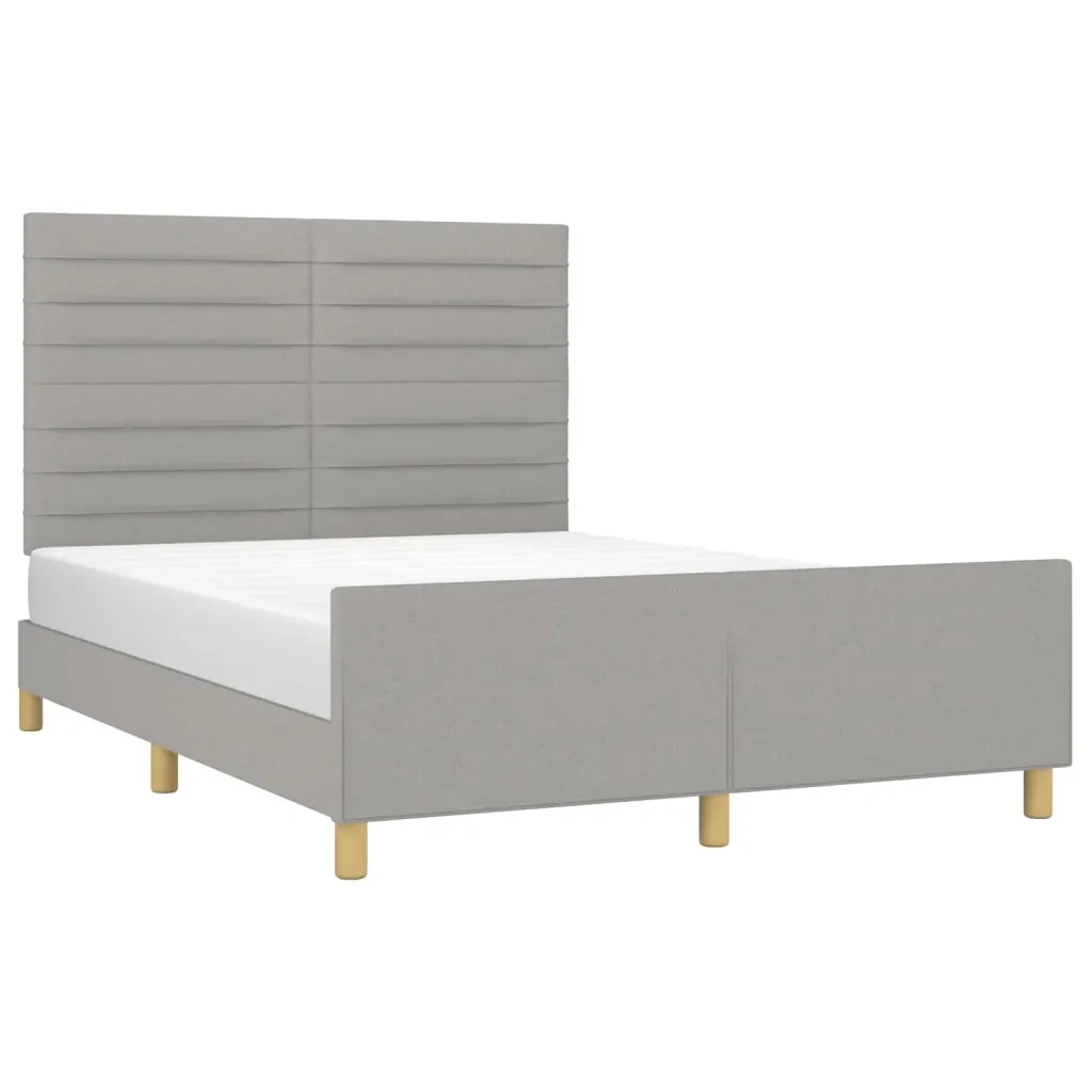 Letto matrimoniale | Letto per adulti | Giroletto senza Materasso Grigio Chiaro 140x200 cm Tessuto - Image 4