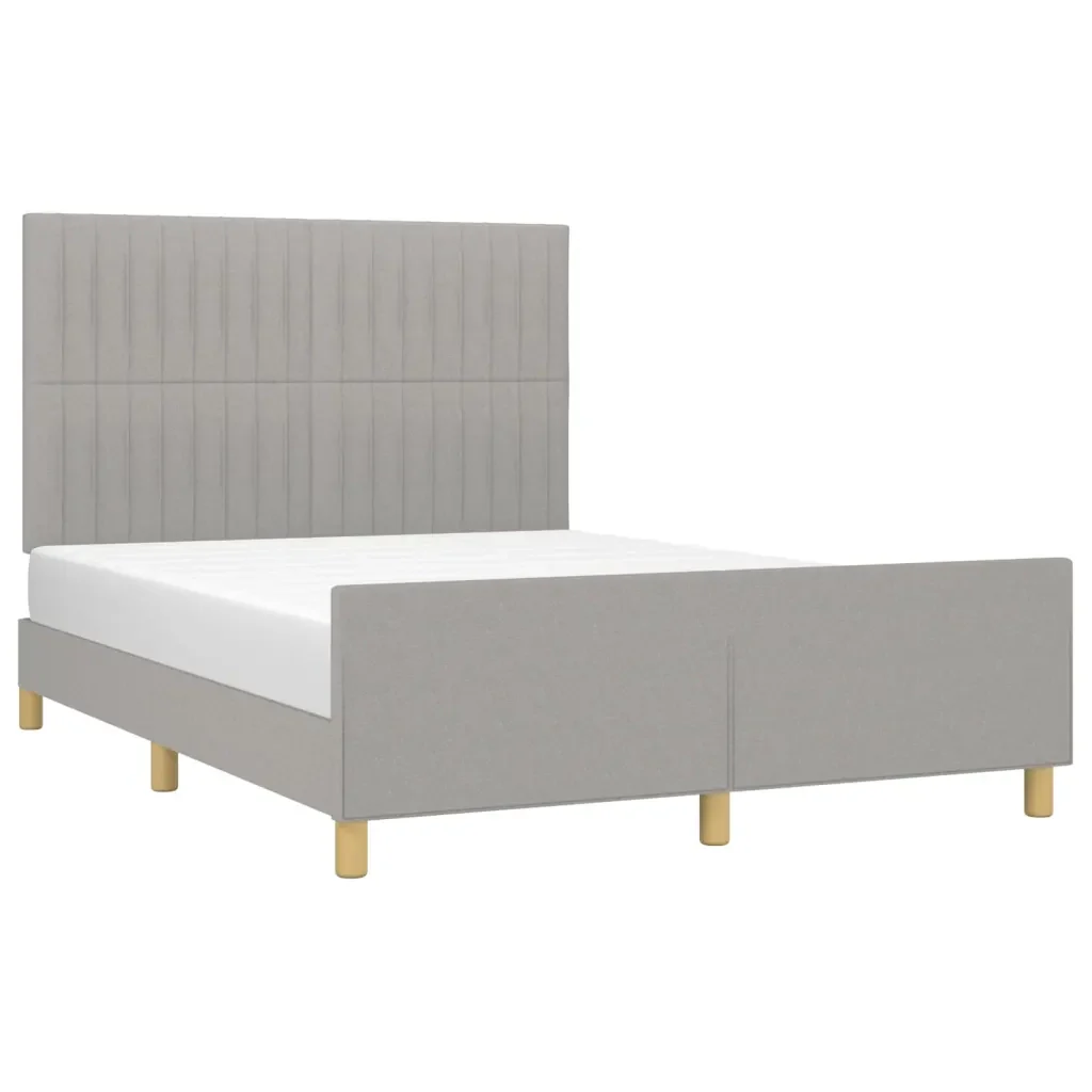 Letto matrimoniale | Letto per adulti | Giroletto senza Materasso Grigio Chiaro 140x200 cm Tessuto - Image 4