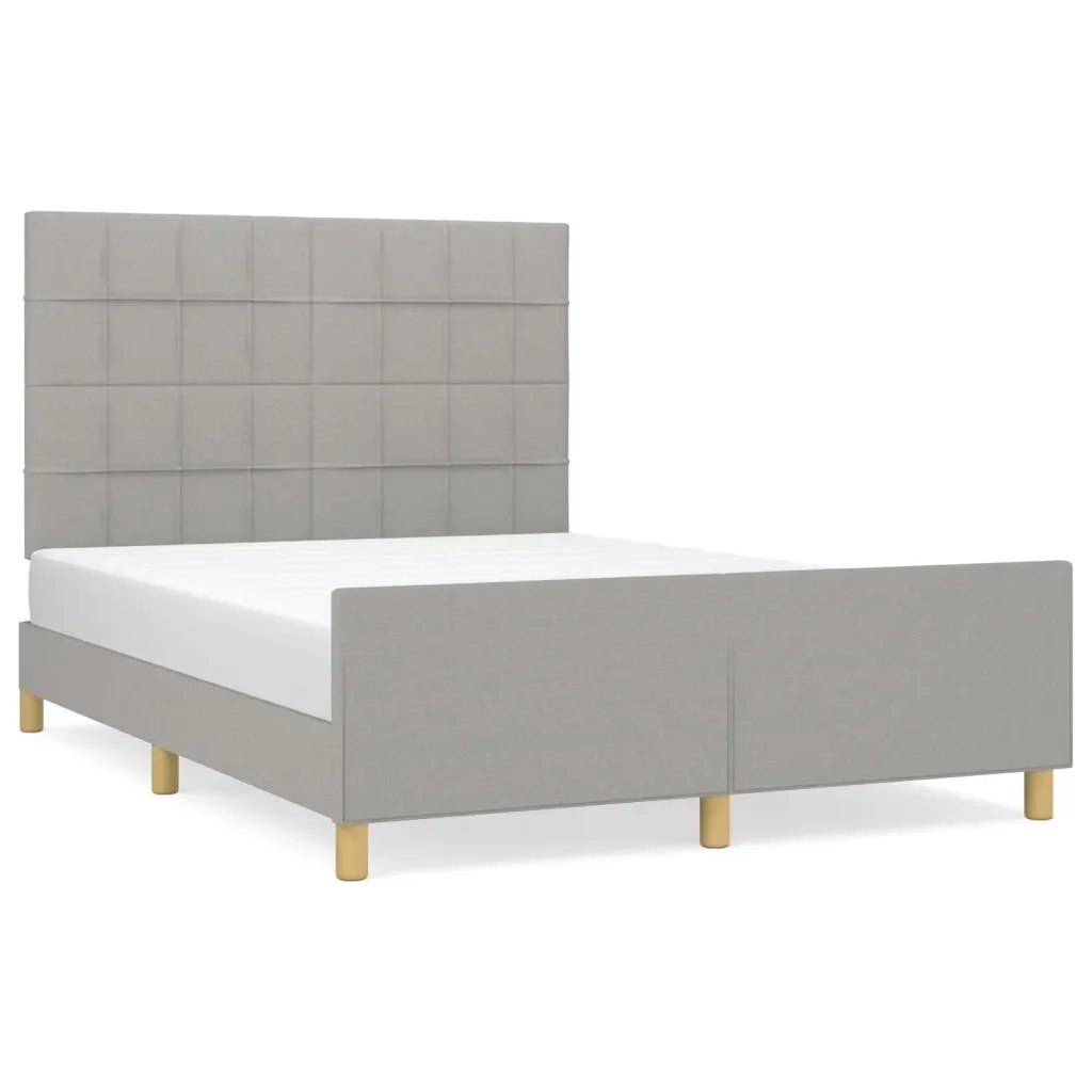 Letto matrimoniale | Letto per adulti | Giroletto senza Materasso Grigio Chiaro 140x200 cm Tessuto