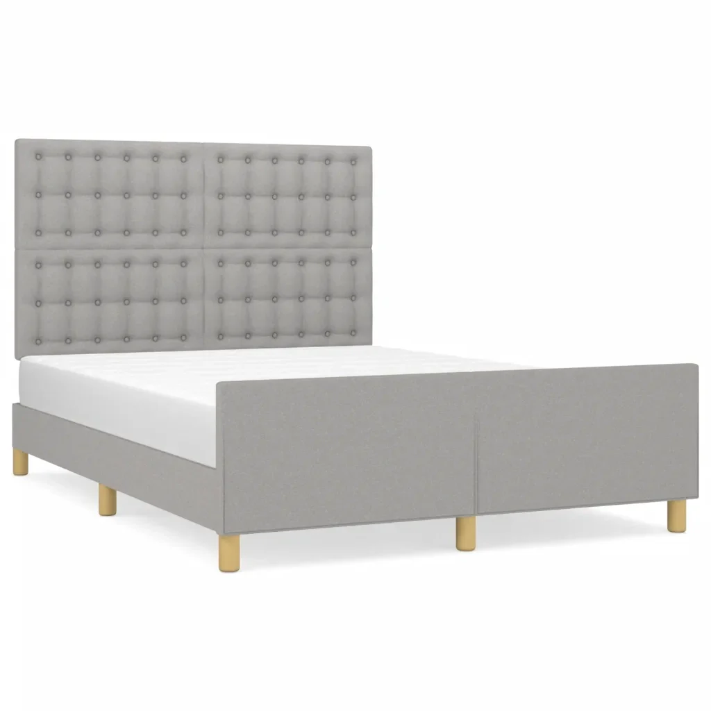 Letto matrimoniale | Letto per adulti | Giroletto senza Materasso Grigio Chiaro 140x200 cm Tessuto