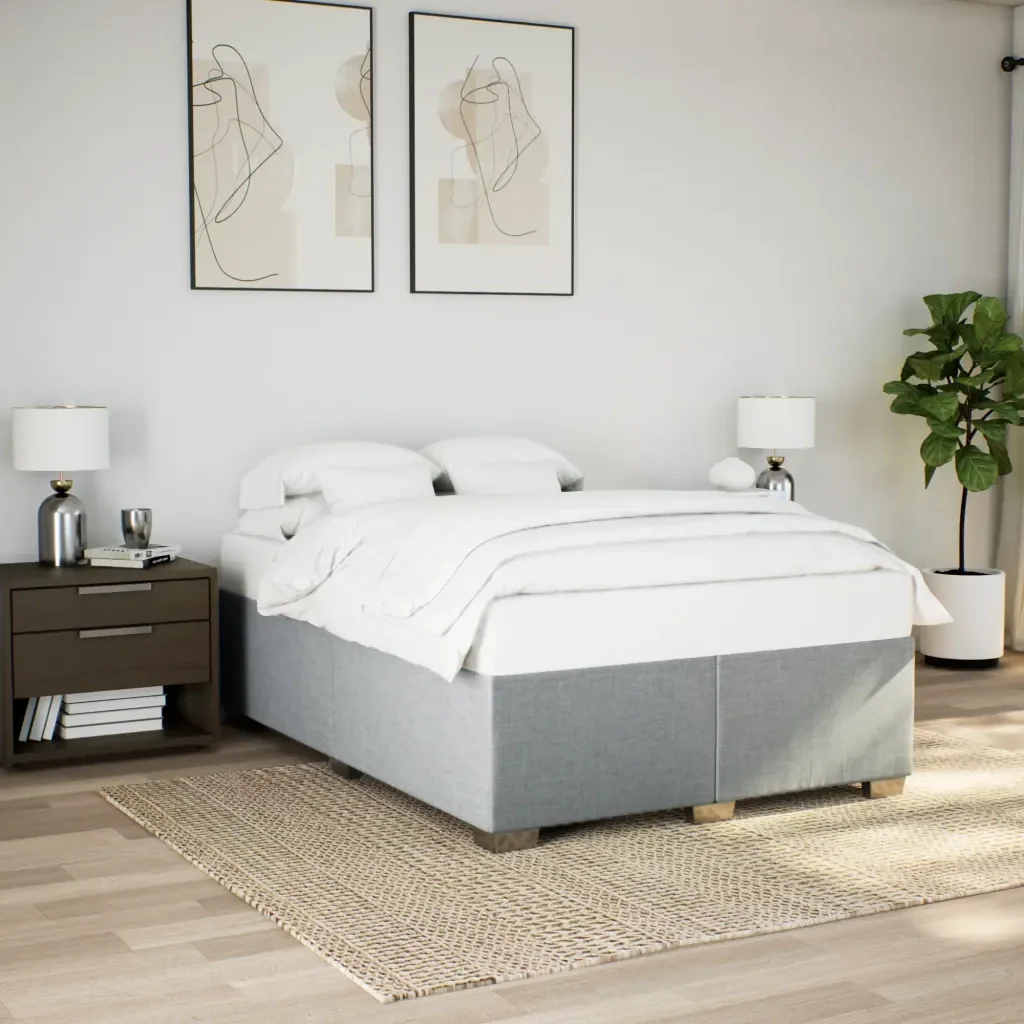 Letto matrimoniale | Letto per adulti | Giroletto senza Materasso Grigio Chiaro 140x200 cm Tessuto - Image 2